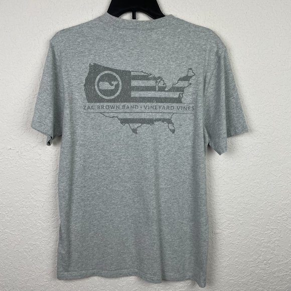 VINEYARD VINES Womens S Gray Zac Brown Band Short Sleeve T-Shirt Chest Pocket - Picture 5 of 7